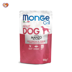 پوچ سگ بالغ مونژه گریل با تکه‌های گوشت بره