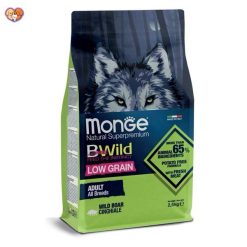 غذای خشک سگ بالغ مونژه بی وایلد مدل کم‌ غلات با گوشت گراز
