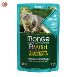 پوچ گربه بالغ با ماهی کاد