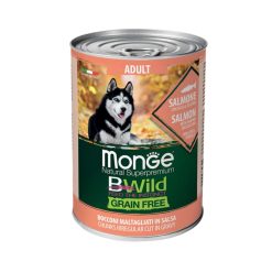 کنسرو سگ بالغ مونژه بی وایلد بدون غلات با ماهی سالمون، کدو حلوایی و کدو سبز